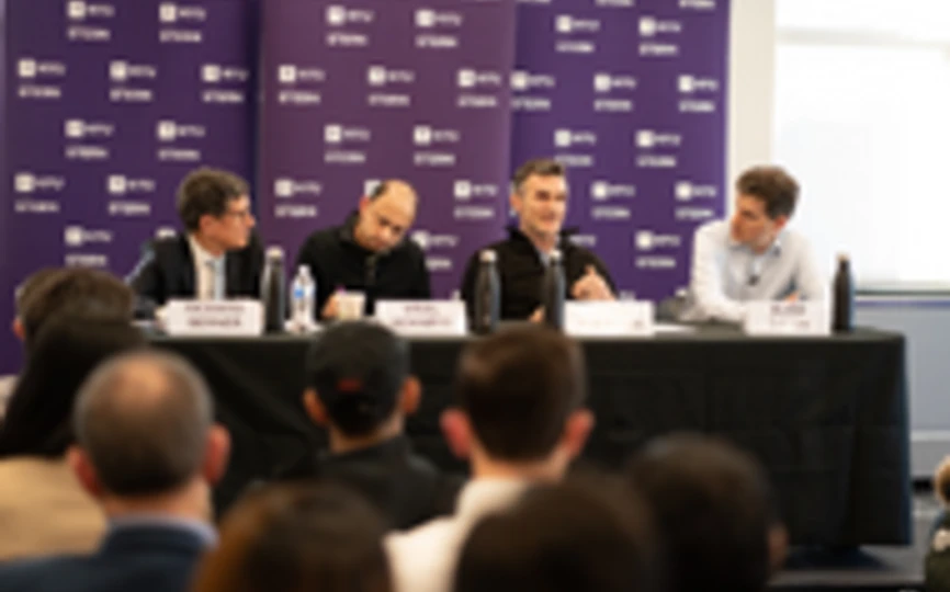 Professors Richard Berner, Viral Acharya, Thomas Philippon, and Alexi Savov speak at a panel