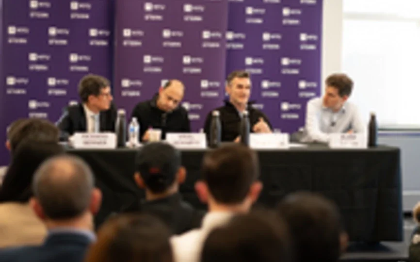 Professors Richard Berner, Viral Acharya, Thomas Philippon, and Alexi Savov speak at a panel