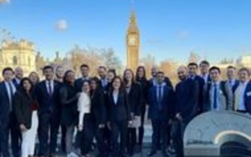 Students outside in London
