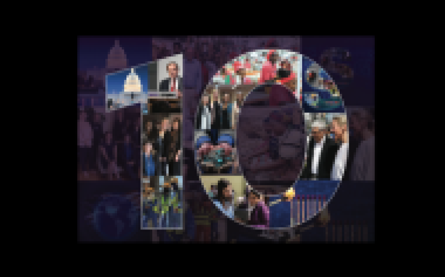 Part of the cover for the Center for Business and Human Rights 10-year report, which shows the number 10.