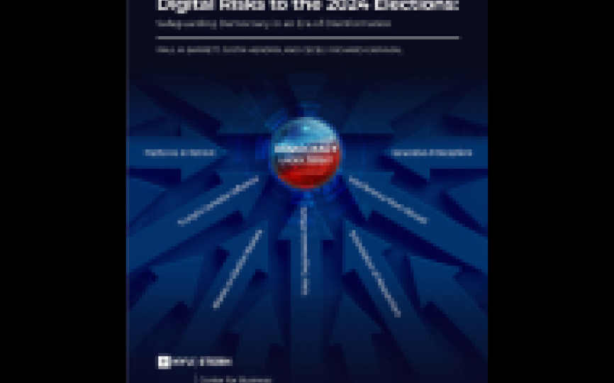 The cover for the new research report: "Digital Risks to the 2024 Elections: Safeguarding Democracy in the Era of Disinformation."