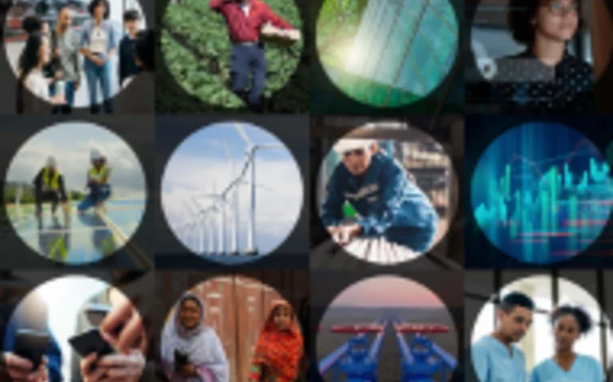 Several photos in small circles for the "Reimagining Shareholder Advocacy on Environmental and Social Issues: The promise and pitfalls of ‘E&S stewardship’" report by the Center for Business and Human Rights