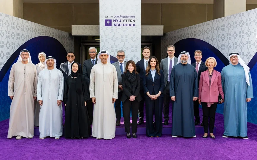 Attendees posing at the inauguration ceremony for the Stern School of Business at NYU Abu Dhabi.