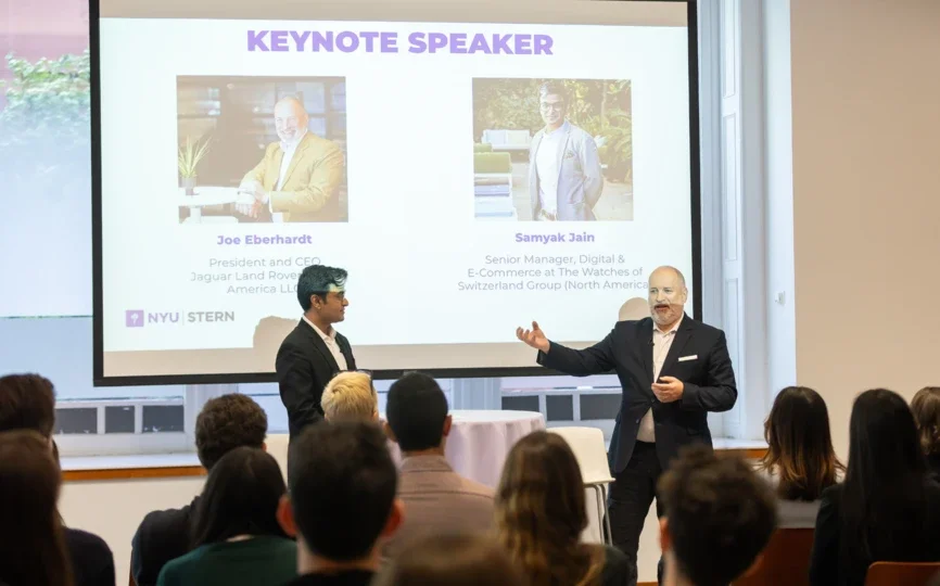 Joe Eberhardt, President and CEO, Jaguar Land Rover North America, spoke with Samyak Jain (MBA ’22), Senior Manager, Digital Marketing and E-Commerce, Watches of Switzerland Group PLC, as part of orientation for Stern’s Luxury & Retail MBA. 