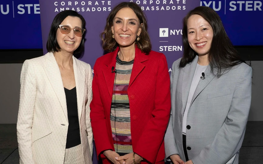 Left to right: Inna Semenchuk (MBA ’93), Professor Suzy Welch, and Fei-Fei Zhang (BS ’12)