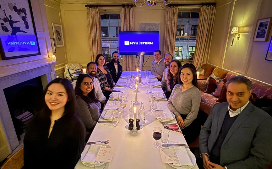 Professors Cecilia Parlatore and Amal Shehata held a dinner with undergraduate alumni in London as part of the “Around the Table” dinner series