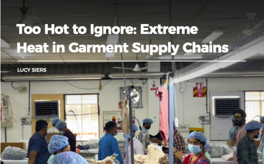 The cover of the Center for Business and Human Rights report: "Too Hot to Ignore: Extreme Heat in Garment Supply Chains."