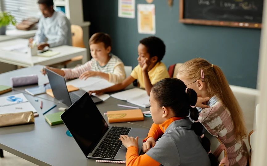 Kids at school using computers