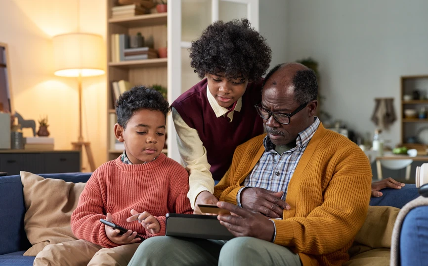 Family using technology