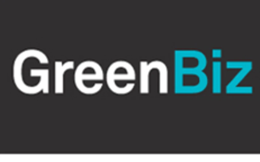 black background with word green written in white and biz written in blue