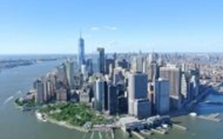 An aerial photo of downtown Manhattan