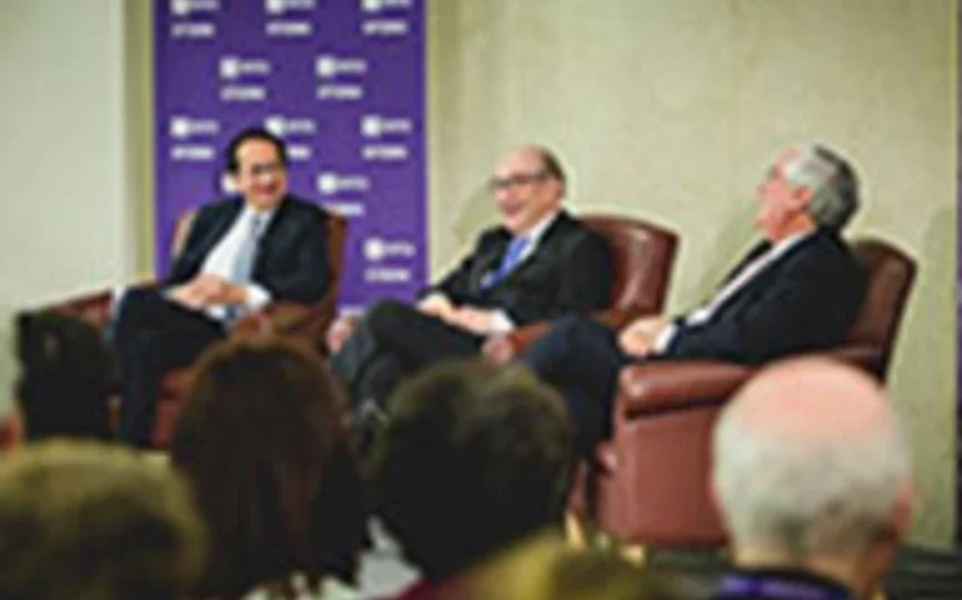 From left to right: John A. Paulson, Dr. Alan Greenspan and Lord Mervyn King