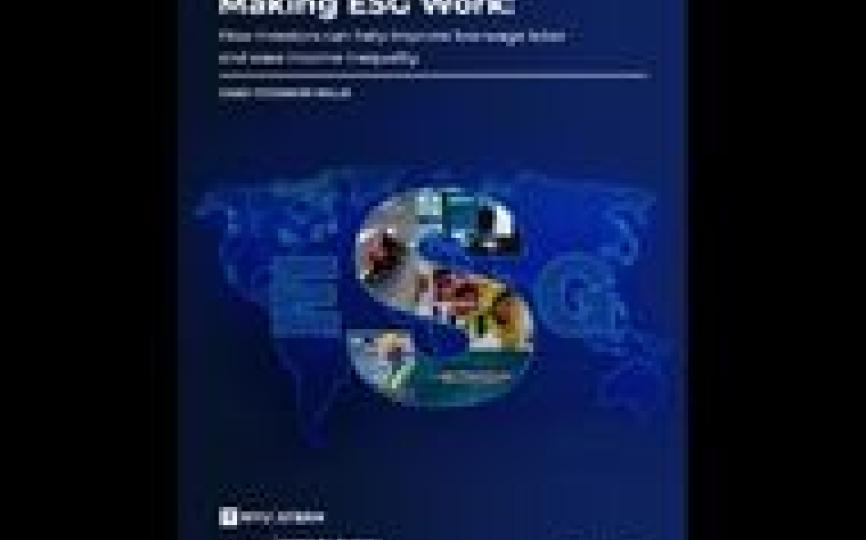 Cover of "Making ESG Work" report featuring a graphic of ESG over the world