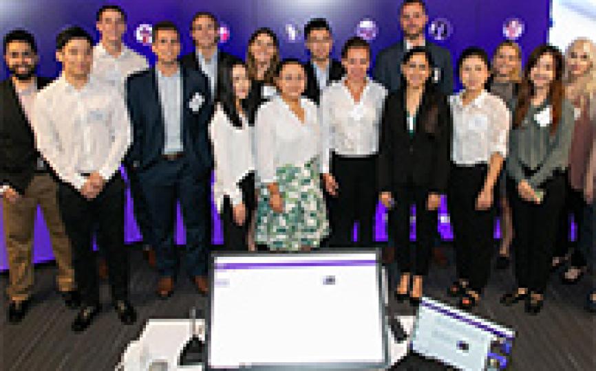The inaugural cohort of Stern’s new online Master of Science in Quantitative Management Program on campus in NYC