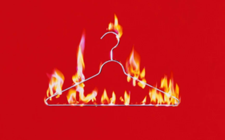 clothing hanger on fire
