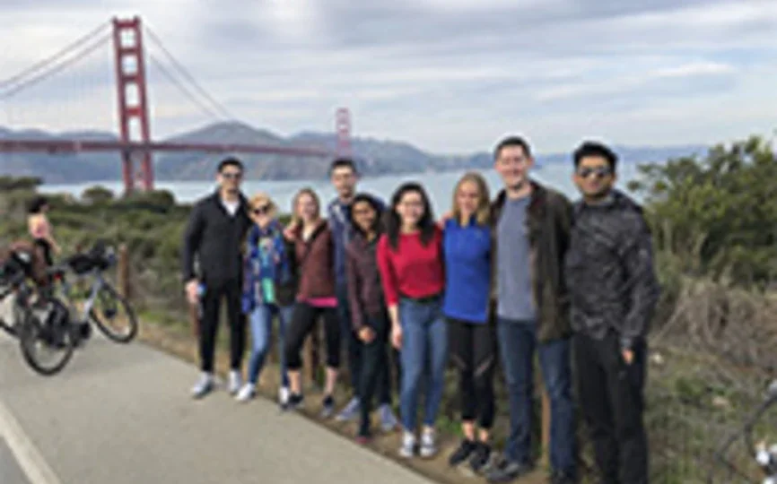 Students in front of the Golden Gate Bridge