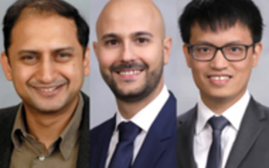 headshots of viral acharya, simone lenzu, and olivier wang