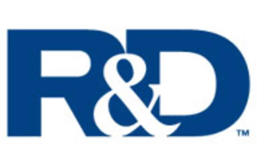 letters "R&D" in blue and white font