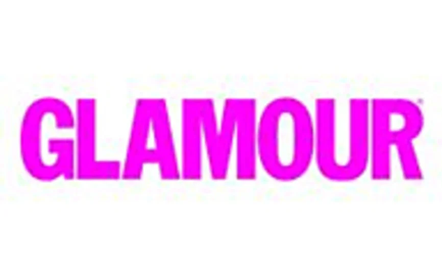 the word "glamour" in pink-colored letters