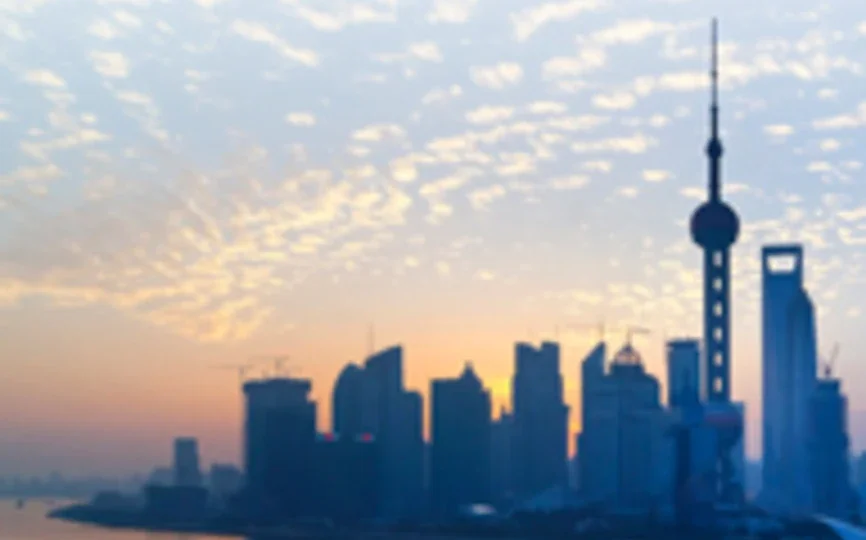 sunset skyline view of Shanghai