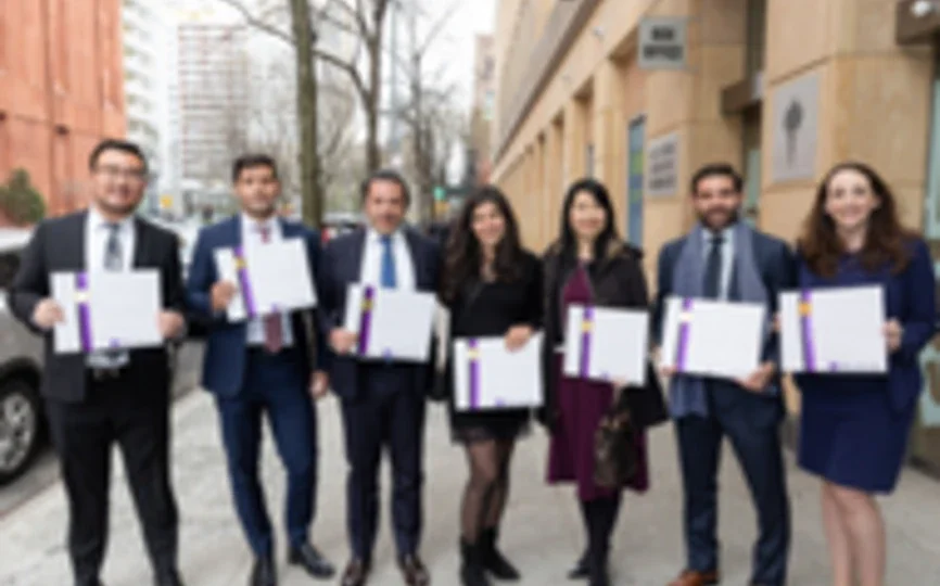 A group of NYU Stern EMBA students at a March 27 graduation.
