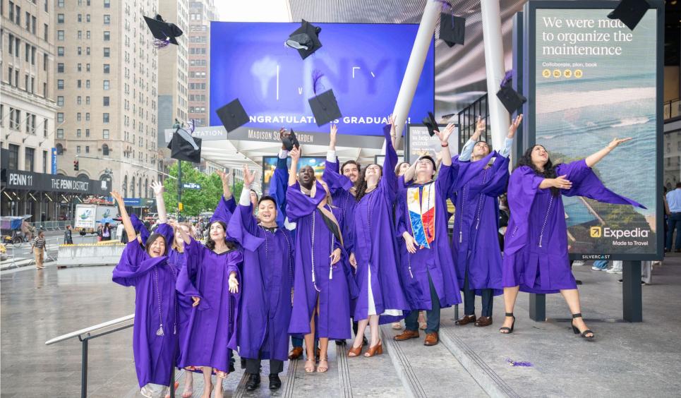 MBA students outside of Madison Square Garden