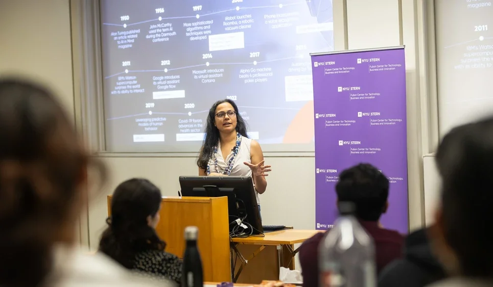 Ritcha Ranjan speaks in front of students