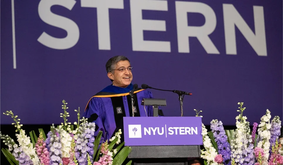 Dean Bharat Anand addressed the Class of 2026 at NYU Stern’s Undergraduate Baccalaureate and Graduate Convocation at the Infosys Theater at Madison Square Garden on May 15.