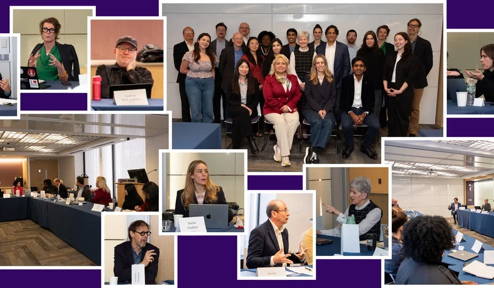 several images of different people speaking during roundtable workshop