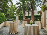 tables in the verandah room of the peninsula beverly hills hotel