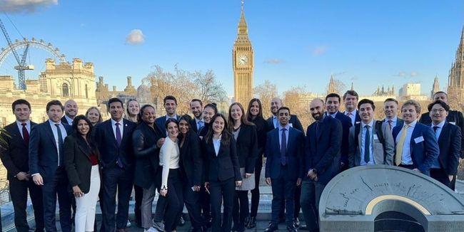 Students outside in London