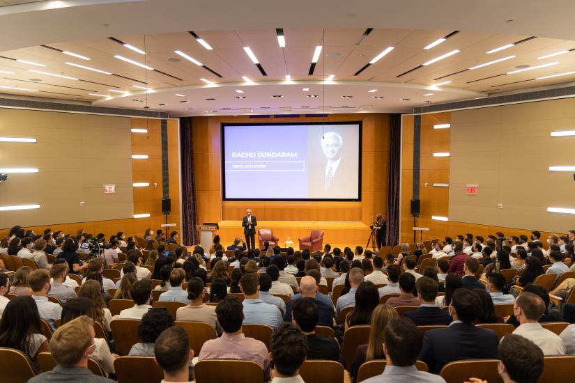 Dean Raghu Sundaram speaks at NYU Stern