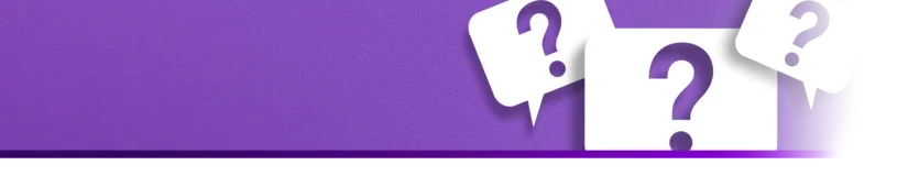 Banner with text boxes and question marks