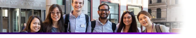 Diverse group of students in Gould plaza