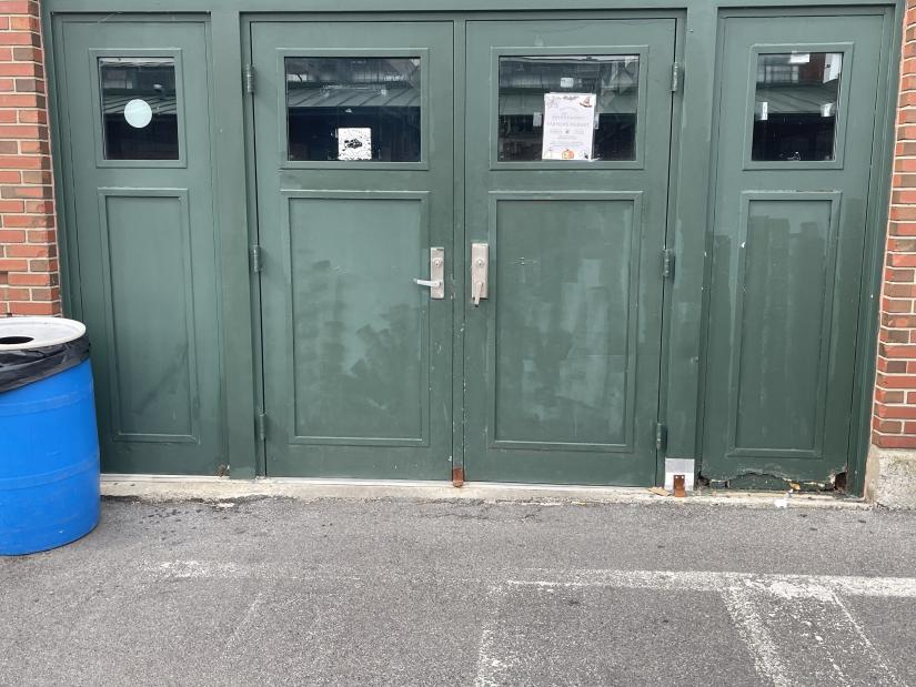 Green doors into the Central New York Regional Market building