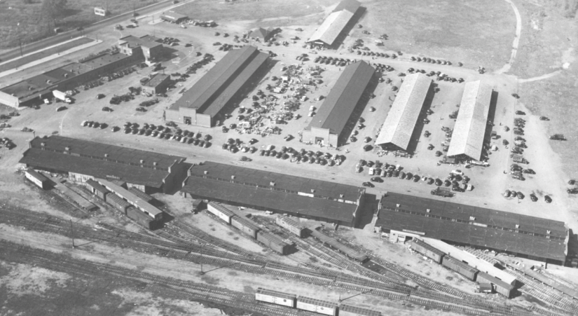 Black and white photo of the Central New York Regional Market in Syracuse, NY