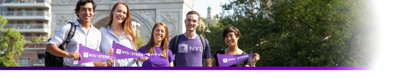 Students holding NYU pennats