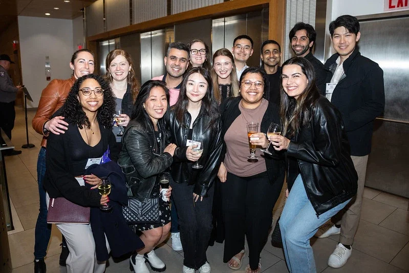 Alumni at a “Beer Blast” style reception
