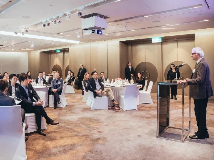 Dean Raghu Sundaram at the Dean's Alumni Breakfast Reception in Taipei