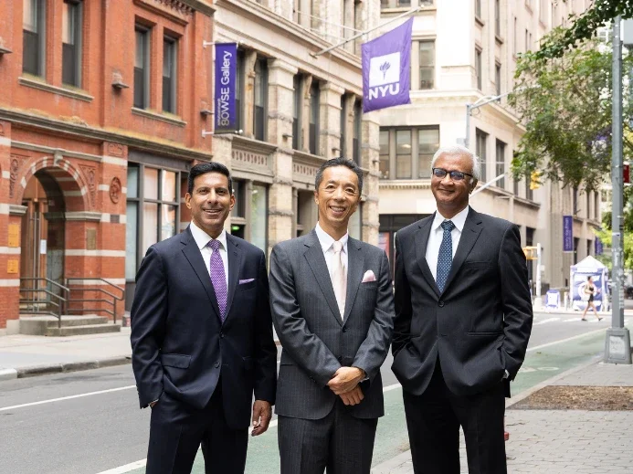 Dean Raghu Sundaram at the establishment of the Chao-Hon Chen Institute for Global Real Estate Finance with Charles Chen (MBA ’91)
