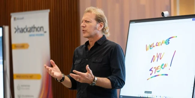 Mike Pell, Director, The Microsoft Garage, speaks to NYU Stern Undergraduate College students