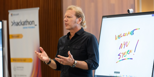 Mike Pell, Director, The Microsoft Garage, speaks to NYU Stern Undergraduate College students