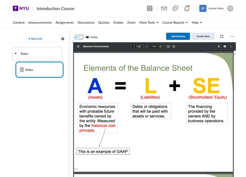 A screenshot of slides posted in the Content tool in Brightspace