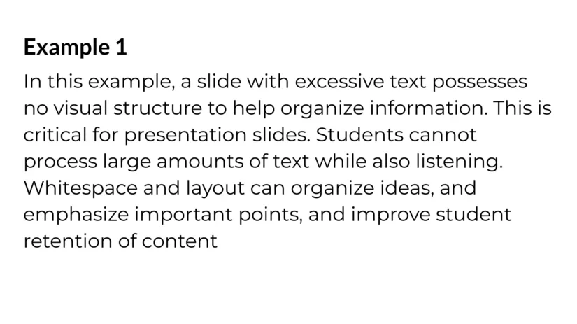 An example of poorly implemented whitespace on a slide