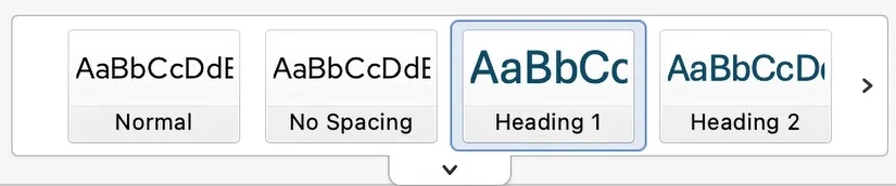 Microsoft Word's heading menu