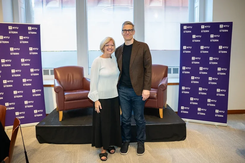 Susan Jurevics with Interim Dean J.P. Eggers at the Dean’s Lunch during NYU Alumni and Parents Weekend 2024