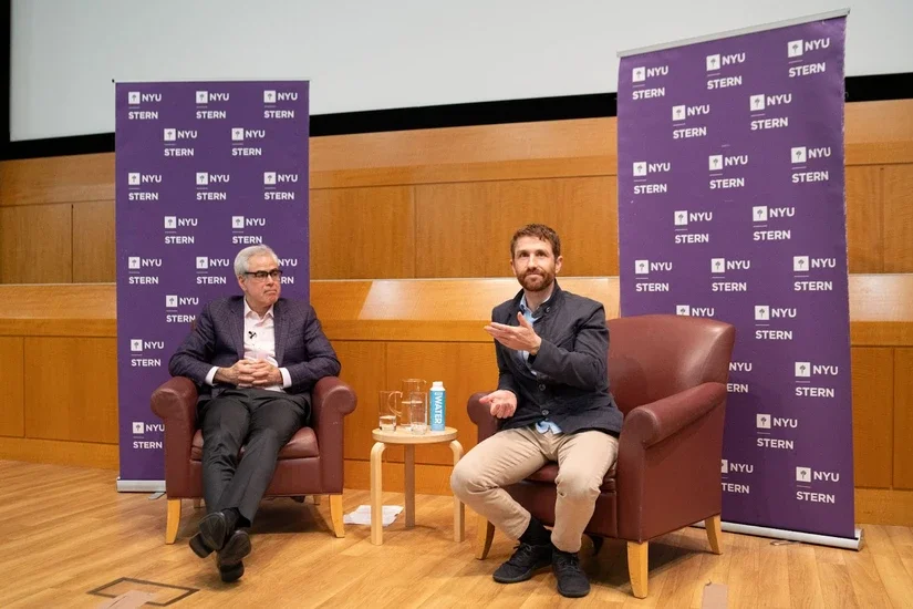 Jonathan Haidt and Tristan Harris addressing questions from the audience