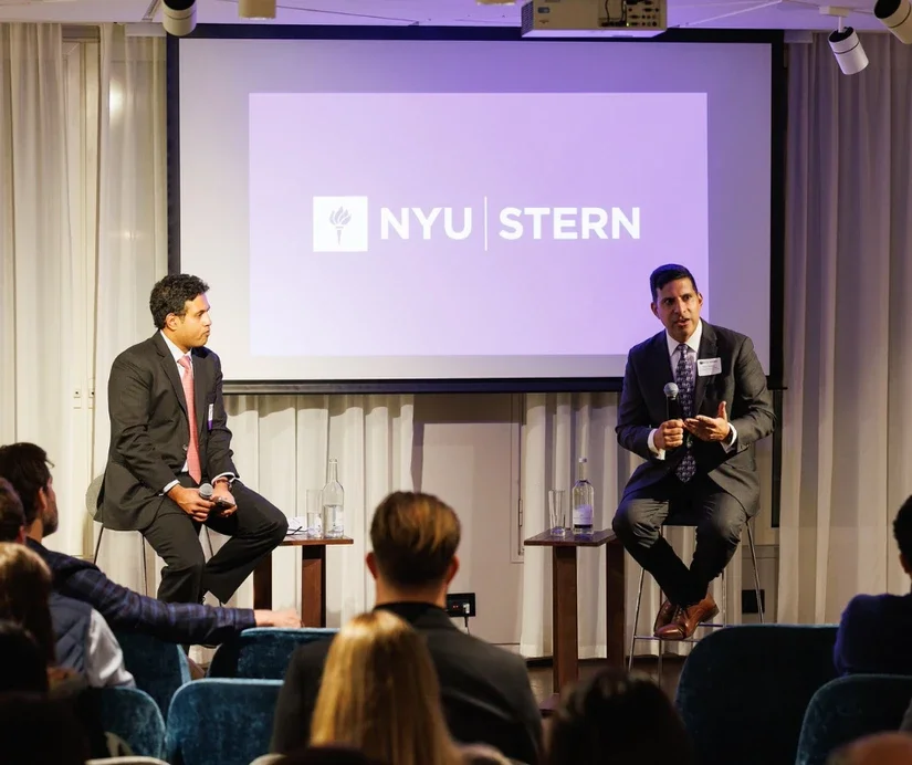 Professor Sam Chandan holding a fireside chat in London