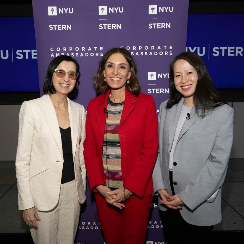 Left to right: Inna Semenchuk (MBA ’93), Professor Suzy Welch, and Fei-Fei Zhang (BS ’12)
