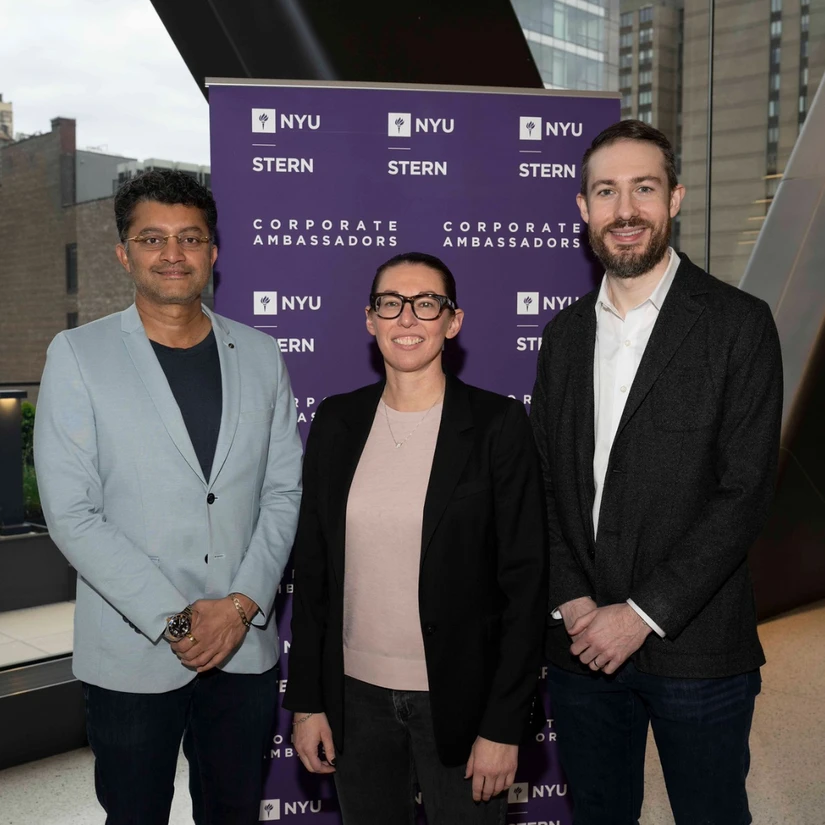 Left to right: Professor Aindya Ghose, Eileen Lowry (MBA ’12), Tim Richer (MBA ’21).